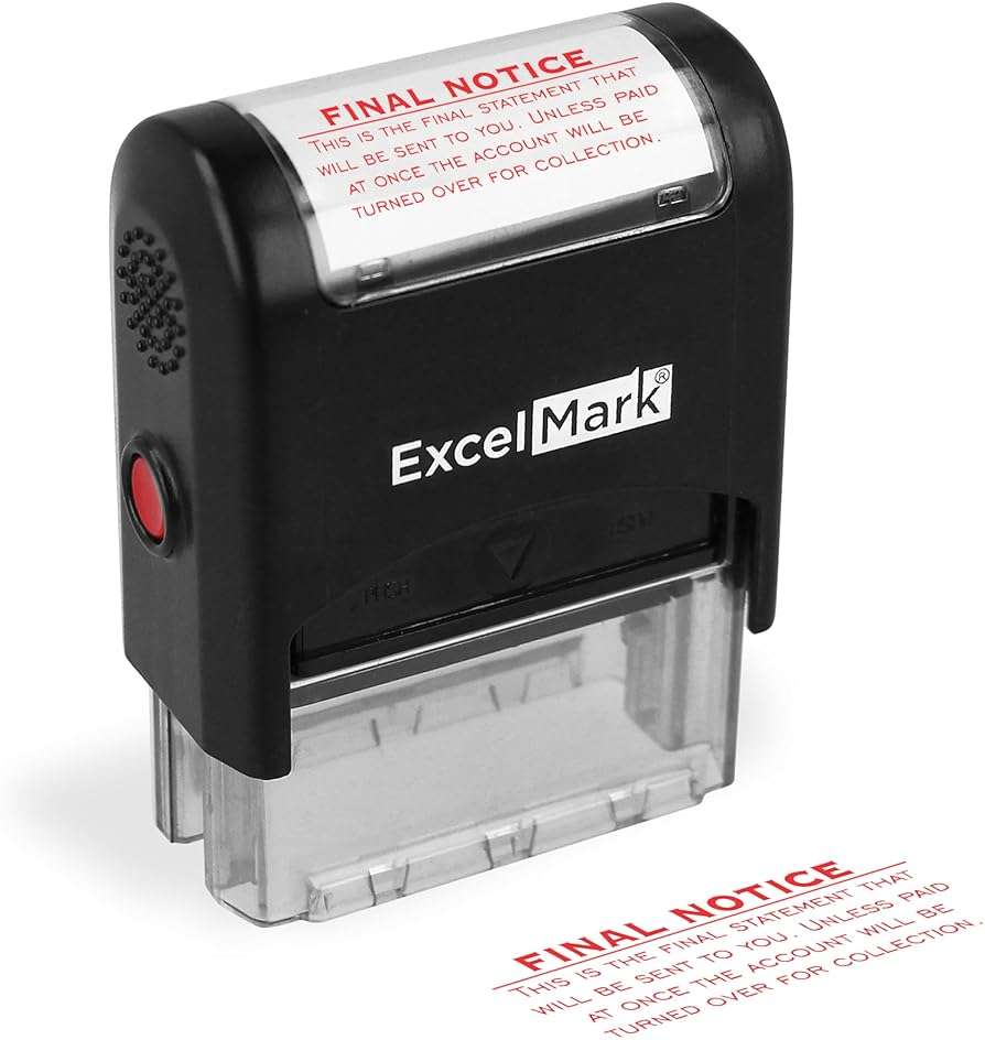 ExcelMark Final Notice Final Statement - Self Inking Bill Collection Stamp in Red Ink - Image 1
