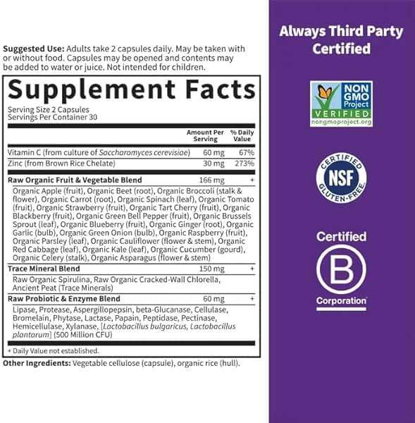 Garden of Life Zinc Supplements 30mg High Potency Raw Zinc and Vitamin C Multimineral Supplement, Vitamin Code Vitamins Trace Minerals & Probiotics for Skin Health & Immune Support, 60 Vegan Capsules - Image 6
