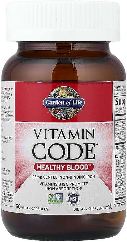 Garden of Life Vitamin Code Healthy Blood - Iron Supplement for Women, 60 Vegan Capsules, with Vitamins B, C, Trace Minerals, Fruit Veggies, Probiotics - for Energy and Anemia Support - Image 3