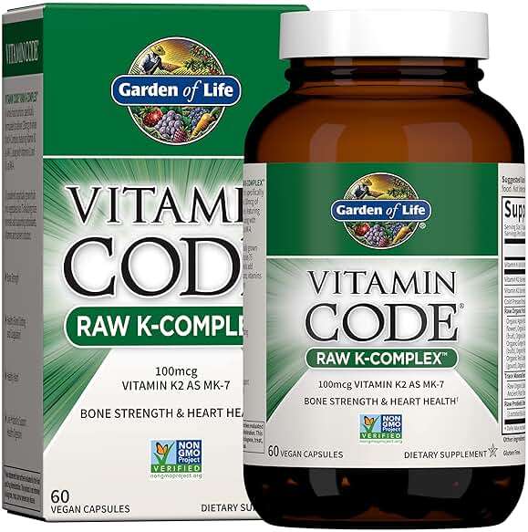 Garden of Life Vitamin K2 and K1, Vitamin Code Vegan K Complex Vitamin for Bone Strength and Heart Health, Omega Rich Flax Seed Oil, Trace Minerals, Probiotics, 60 Day Supply - Image 1
