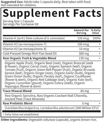Garden of Life Vitamin K2 and K1, Vitamin Code Vegan K Complex Vitamin for Bone Strength and Heart Health, Omega Rich Flax Seed Oil, Trace Minerals, Probiotics, 60 Day Supply - Image 6