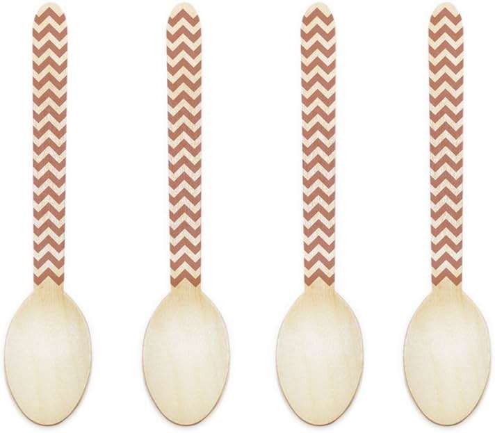 Dress My Cupcake 4.25-Inch Natural Wood Dessert Tablespoon, Tan Chevron, Case of 1000 - Image 1