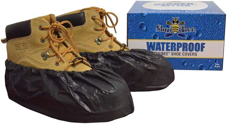 ShuBee Waterproof Shoe & Boot Covers Slip-Resistant Disposable for Plumbing Construction Floor Protection - 40 Pair - Image 7