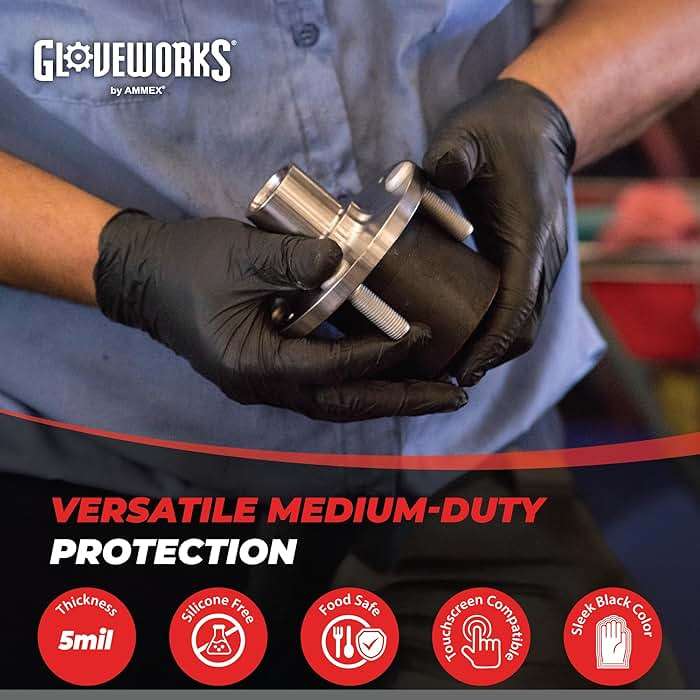 GLOVEWORKS Black Nitrile Gloves for Cooking, Food Prep, Disposable, Latex Free 5 Mil, For Professional Cleaning, Business Use - Image 2