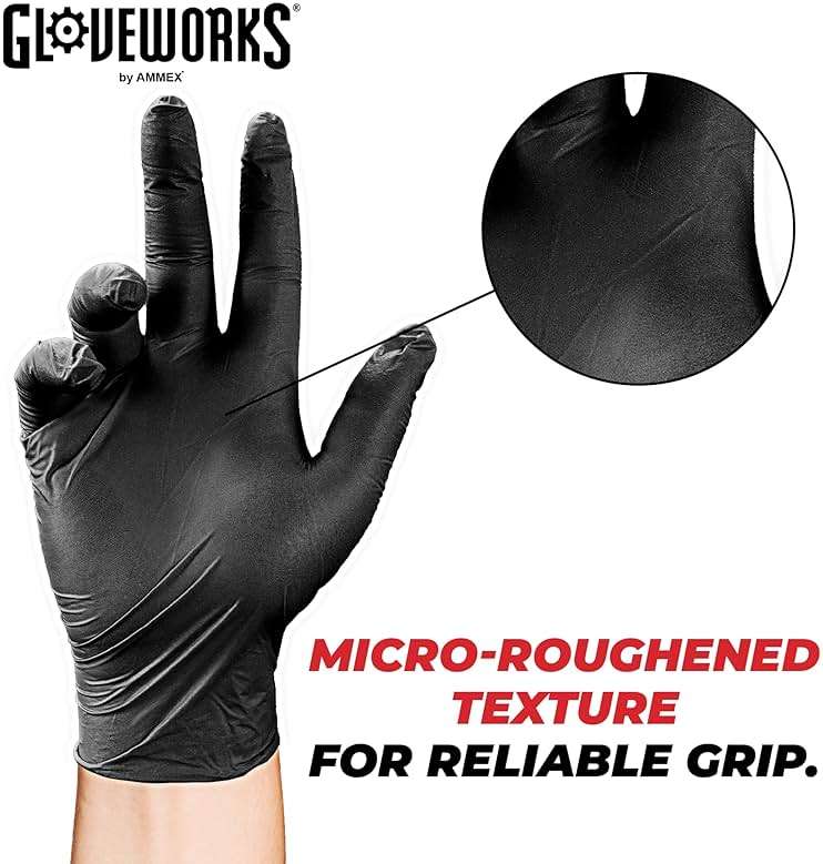 GLOVEWORKS Black Nitrile Gloves for Cooking, Food Prep, Disposable, Latex Free 5 Mil, For Professional Cleaning, Business Use - Image 4