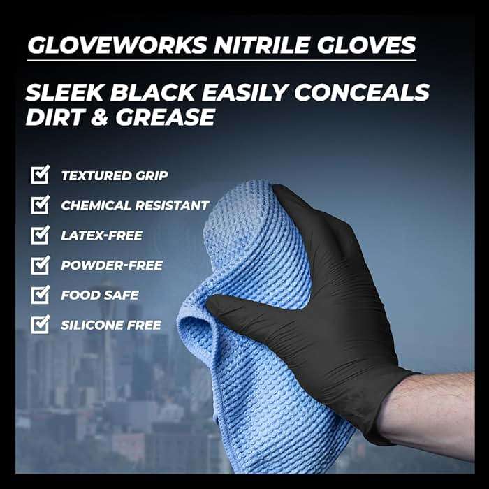 GLOVEWORKS Black Nitrile Gloves for Cooking, Food Prep, Disposable, Latex Free 5 Mil, For Professional Cleaning, Business Use - Image 5