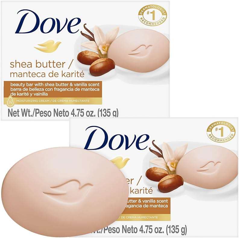 Dove Soap, Shea Butter & Vanilla, 2-Pack – Pampering Beauty Bar, 3-in-1 Face, Body, and Hand Soap Bar, 4.75 Oz Ea - Image 1