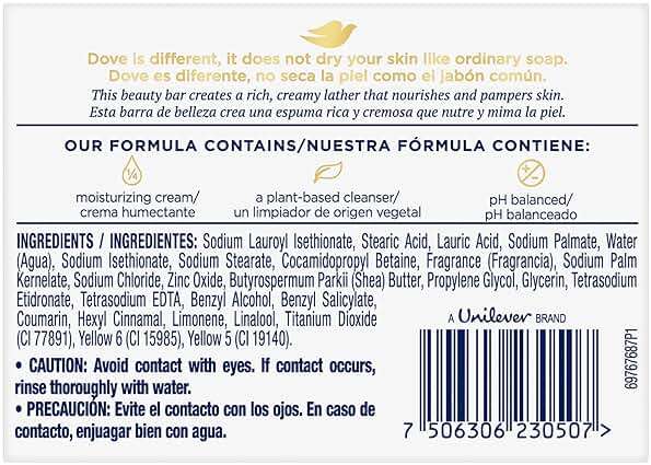 Dove Soap, Shea Butter & Vanilla, 2-Pack – Pampering Beauty Bar, 3-in-1 Face, Body, and Hand Soap Bar, 4.75 Oz Ea - Image 2