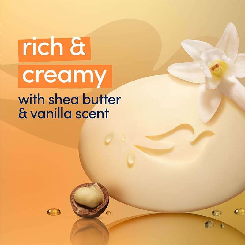 Dove Soap, Shea Butter & Vanilla, 2-Pack – Pampering Beauty Bar, 3-in-1 Face, Body, and Hand Soap Bar, 4.75 Oz Ea - Image 4