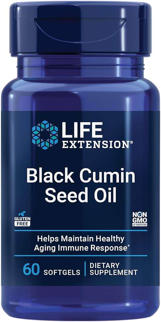 Life Extension Black Cumin Seed Oil, Black Cumin, Immune Health Support, Whole-Body Health, Healthy Aging, Gluten Free, Non-GMO, 60 softgels - Image 1