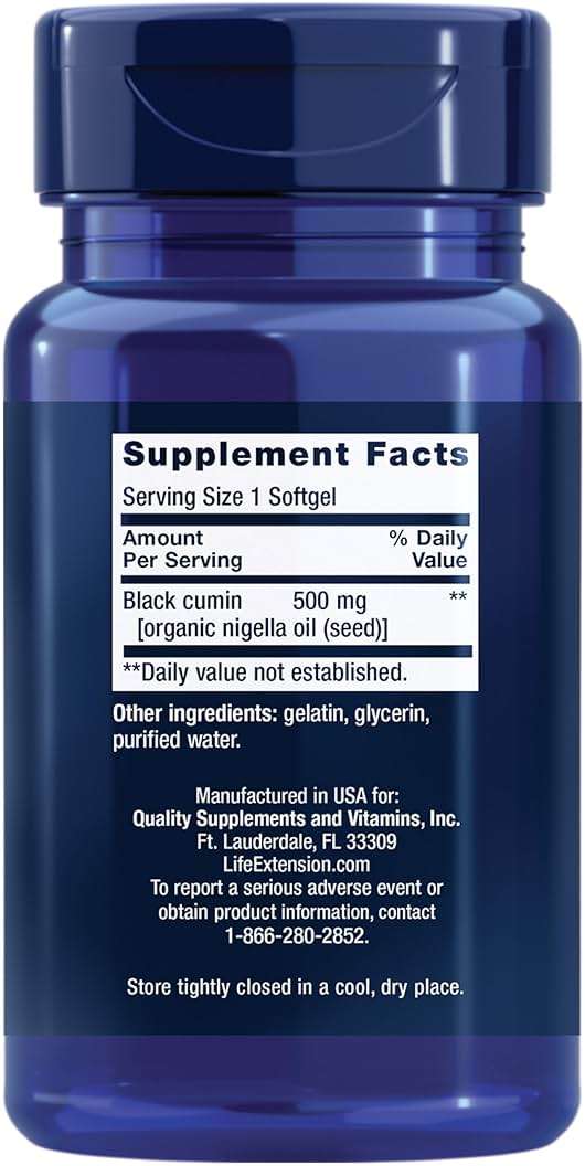 Life Extension Black Cumin Seed Oil, Black Cumin, Immune Health Support, Whole-Body Health, Healthy Aging, Gluten Free, Non-GMO, 60 softgels - Image 2