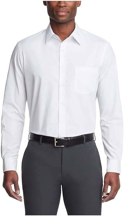 Van Heusen Mens Dress Shirt Regular Fit Poplin Solid - Image 1