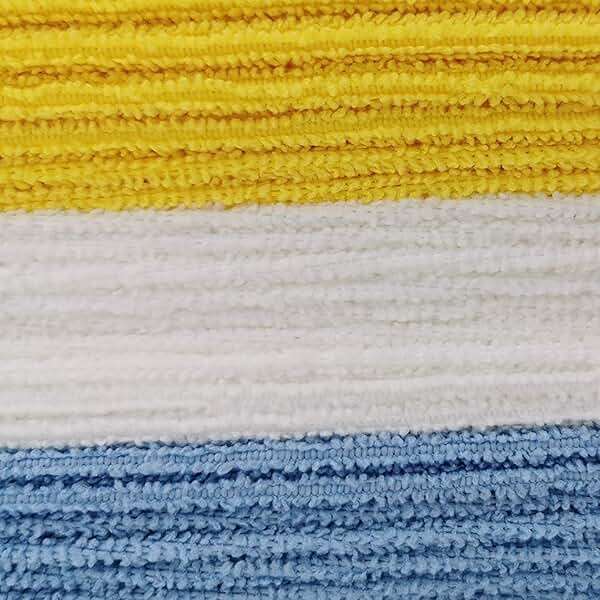 Amazon Basics Microfiber Cleaning Cloths, Ultra Absorbent, Lint Free, Streak Free, Non-Abrasive, Reusable and Washable, 16" x 12", Blue/White/Yellow, Pack of 24 - Image 4