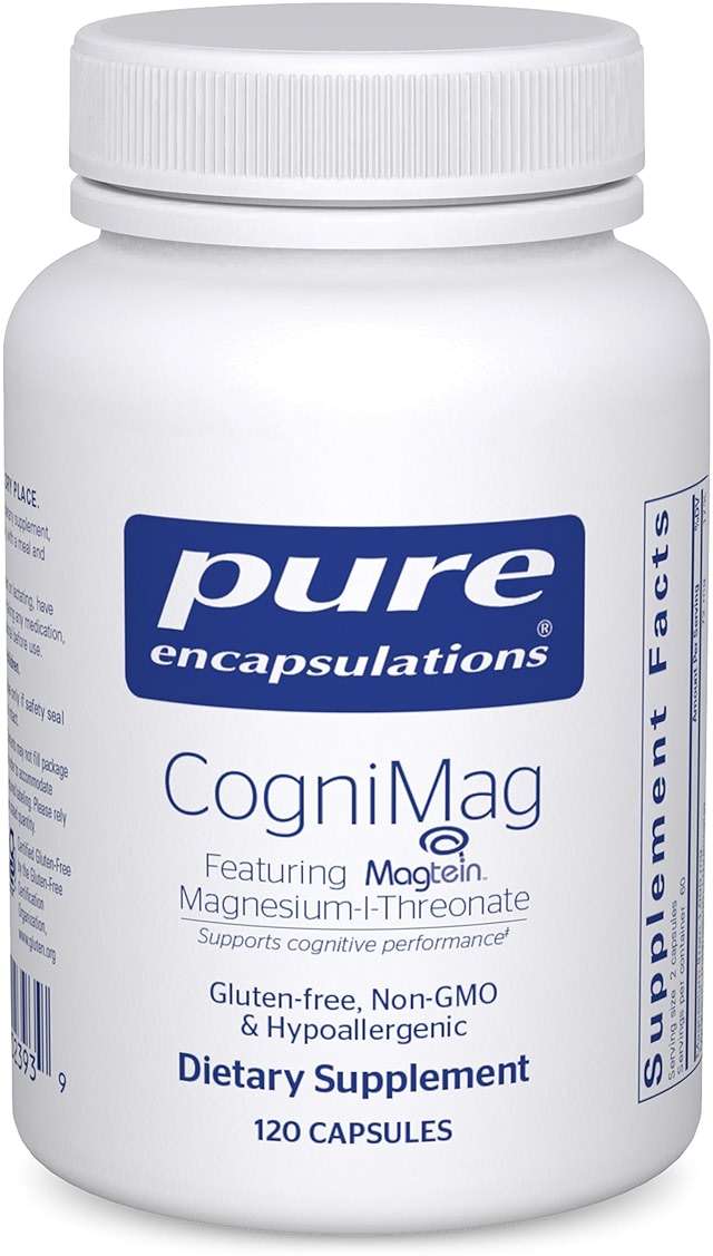 Pure Encapsulations CogniMag 120's - Magnesium-L-Threonate Supplement - Supports Brain Health & Memory* - Includes Magtein & Polyphenol Blend - 120 Capsules - Image 1