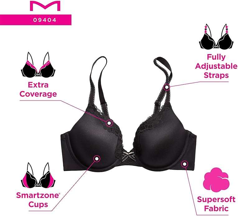 Maidenform Women's Padded Underwire Bra, Full Coverage T-Shirt Bras for Women, Convertible, Seamless (Plus - Image 6