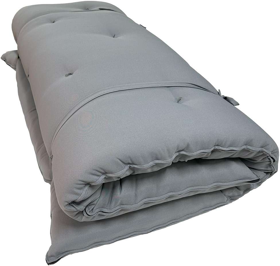 D&D Futon Furniture Gray Full Size Traditional Japanese Floor Rolling Mattress Tatami Topper Mat Sleepover Guest Bed, Foldable Cotton Cushion Pad Yoga Meditation - Image 3