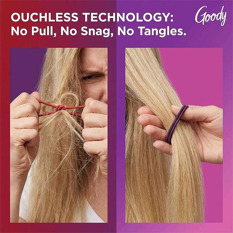 Goody Ouchless Hair Elastics 36-Count Brooke Assorted | No-Damage Ponytail Holders with Strong Tangle-Free Grip | Soft No-Pull Hair Ties for Fine to Medium Hair for Women & Men - Image 8