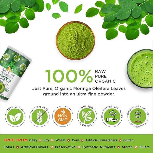 Organic Veda Moringa Powder - Premium Harvest Real Green Native Moringa Oleifera, Vitamins & Antioxidant Rich Leaves - USDA Organic, Gentle Dried Drumstick Leaf Powder (16 oz (Pack of 1)) - Image 3