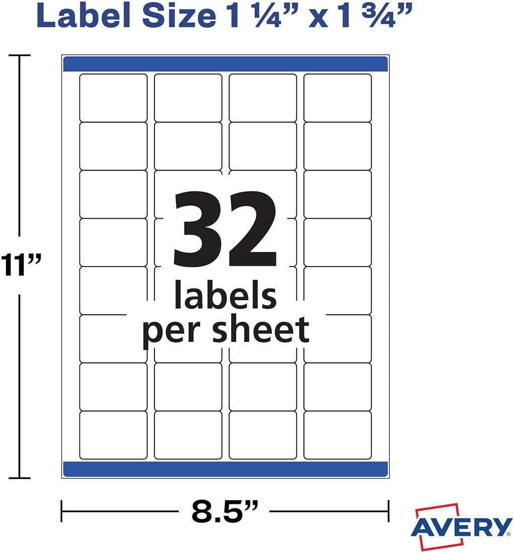 Avery Printable Blank Rectangle Labels, 1.25" x 1.75", White, 256 Customizable Labels (22828) - Image 3