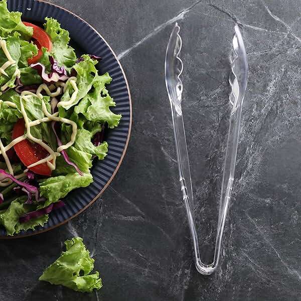 New Star Foodservice 35643 Utility Tong, High Heat Plastic, Scalloped, 9 inch, Set of 12, Clear - Image 4