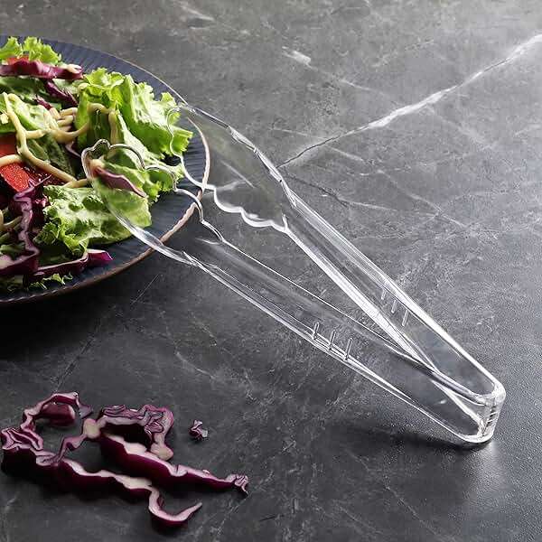 New Star Foodservice 35643 Utility Tong, High Heat Plastic, Scalloped, 9 inch, Set of 12, Clear - Image 5