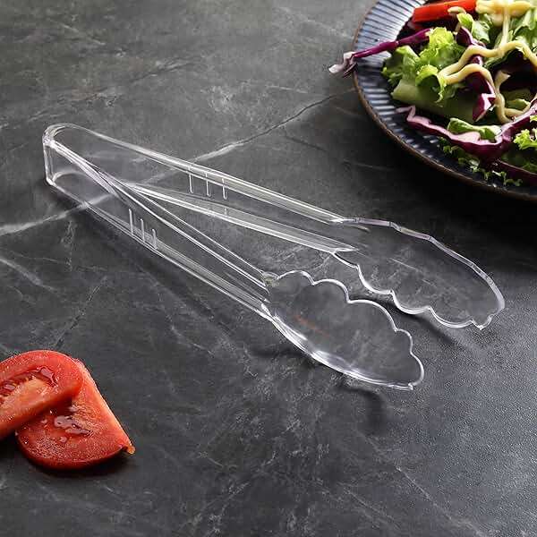 New Star Foodservice 35643 Utility Tong, High Heat Plastic, Scalloped, 9 inch, Set of 12, Clear - Image 6