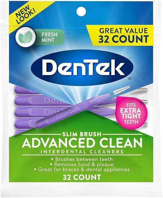 DenTek Slim Brush Advanced Clean Interdental Cleaners, Extra Tight, 32 Count - Image 1