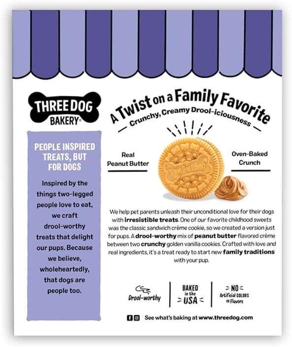 Three Dog Bakery Lick'n Crunch! Golden & Peanut Butter Dog Sandwich Cookies - Crunchy Vanilla & Creamy Peanut Butter Flavored Dog Treats, Cookies for Dogs, Dog Birthday Cookies, Dog Training Treats - Image 2