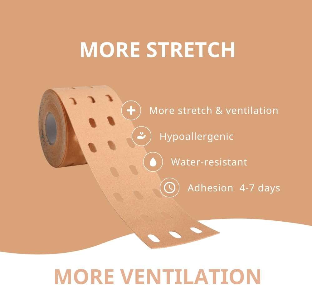 CureTape® Punch Beige | Perforated Kinesiology Tape | More Stretch & Ventilation| k Tape for Joint, Knee, Ankle & Shoulder Pain | Kinesiology Tape for Physical Therapy | Waterproof Medical Tape - Image 2