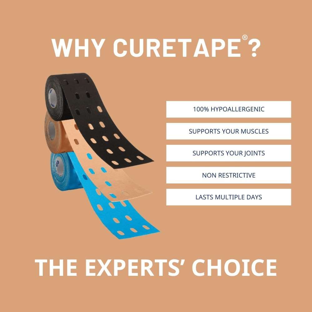 CureTape® Punch Beige | Perforated Kinesiology Tape | More Stretch & Ventilation| k Tape for Joint, Knee, Ankle & Shoulder Pain | Kinesiology Tape for Physical Therapy | Waterproof Medical Tape - Image 3