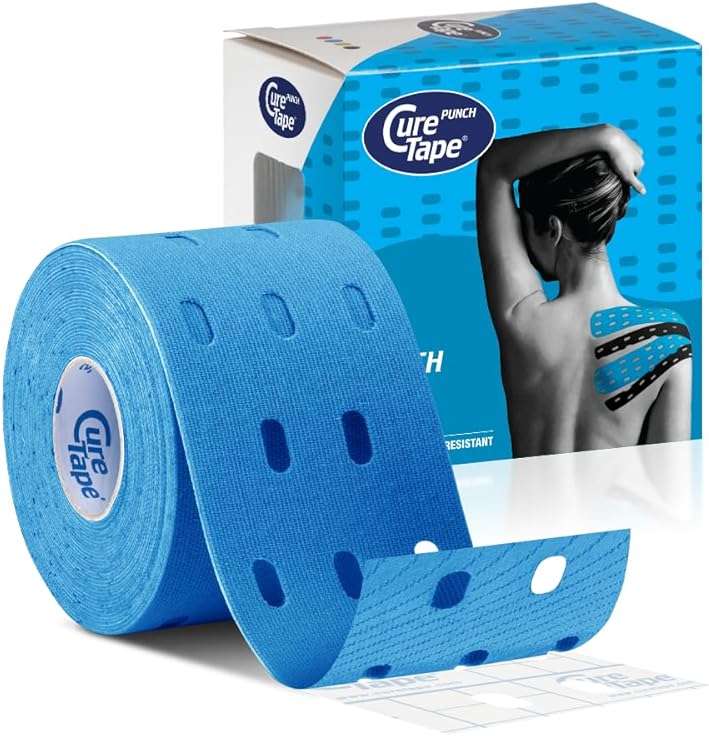 CureTape® Punch Blue | Perforated Kinesiology Tape | More Stretch & Ventilation| k Tape for Joint, Knee, Ankle & Shoulder Pain | Kinesiology Tape for Physical Therapy | Waterproof Medical Tape - Image 1