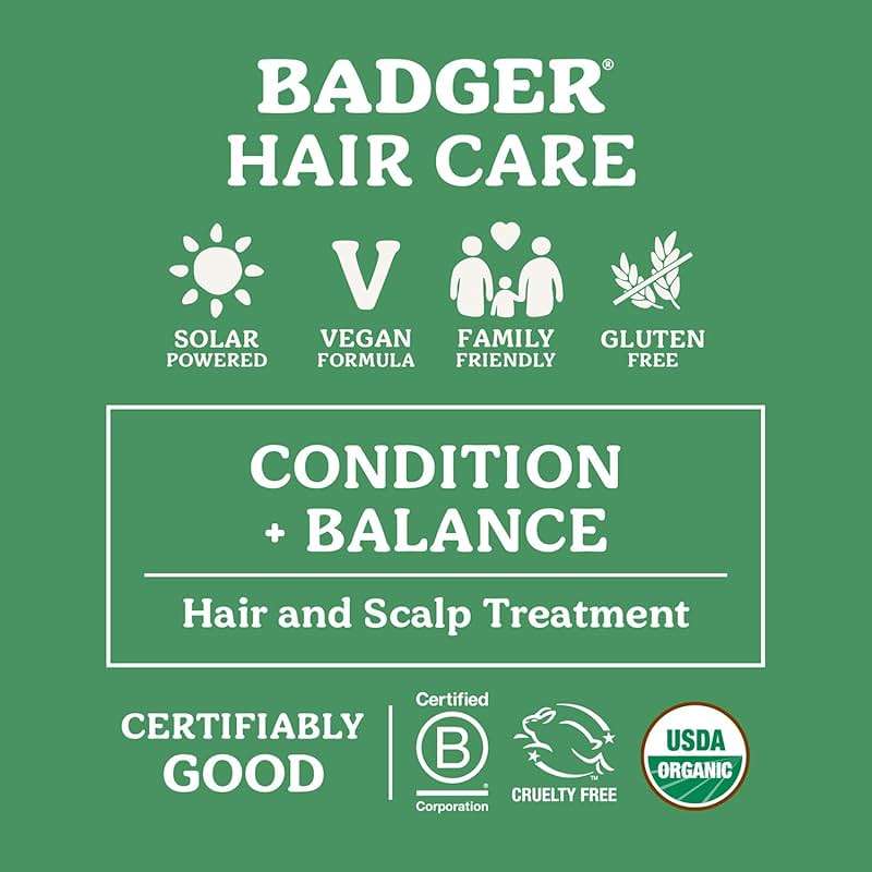 Badger Organic Jojoba Hair Oil & Dry Scalp Treatment, Soothing & Moisturizing Itchy Dry Scalp Oil, Rosemary Hair Oil, Organic Jojoba Oil Hair & Scalp Moisturizer, 2 fl oz Glass Bottle - Image 4