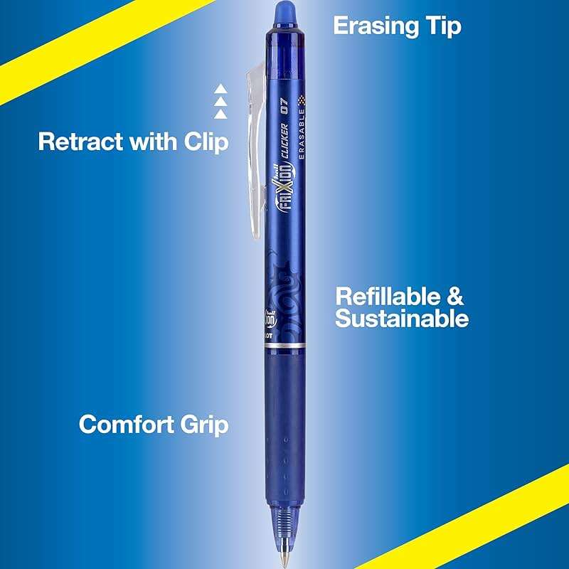 PILOT FriXion Clicker Erasable, Refillable & Retractable Gel Ink Pens, Fine Point, Black/Blue/Red Inks, 3-Pack (31467) - Image 7
