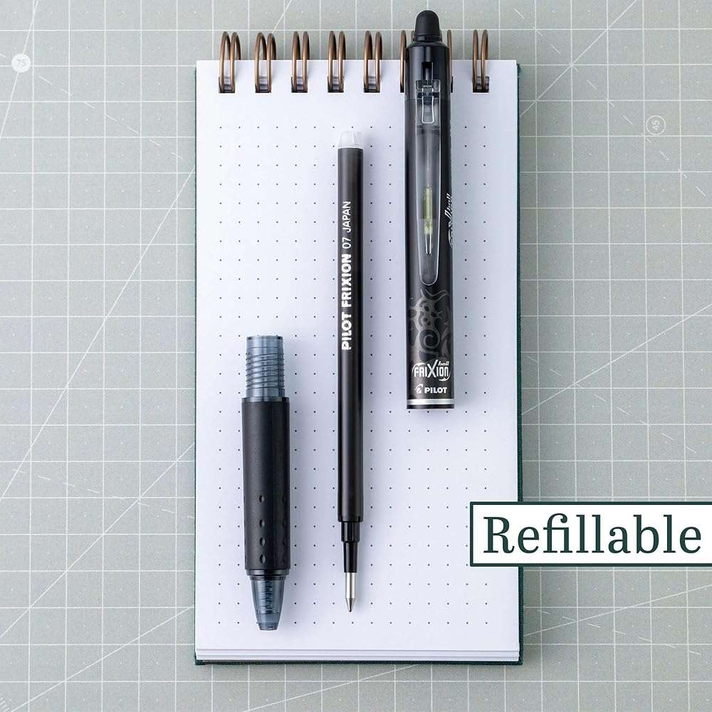 PILOT FriXion Clicker Erasable Pens, Refillable & Retractable Gel Ink Pens, Fine Point 0.7 mm, Black Ink, 3-Pack - Ideal for School, Journaling, & Office Writing - Image 5