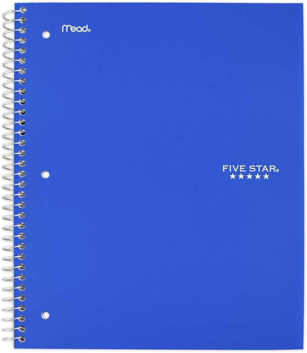 Five Star Spiral Notebooks, 1 Subject, College Ruled Paper, 100 Sheets, 11" x 8-1/2", Color Selected For You, 1 Count (06206) - Image 1
