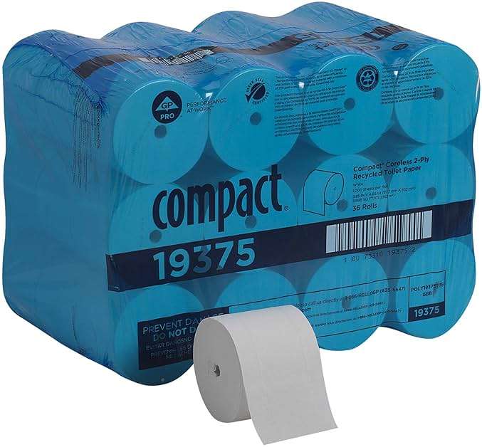 Georgia-Pacific Compact Coreless 2-Ply Recycled Toilet Paper by GP PRO (Georgia-Pacific), 19375, 1,000 Sheets Per Roll, 36 Rolls Per Case - Image 3