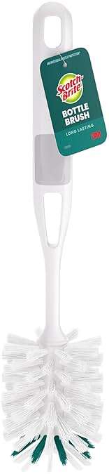 Scotch-Brite Glass and Water Bottle Brush, Long-Lasting, Safe on Glassware, Shaker Bottles, Food Processors, & More, Non-Slip Handle, Durable, Reusable, Clean in Top Rack of Your Dishwasher - Image 1