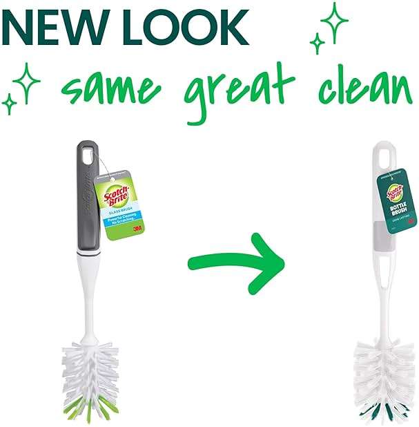Scotch-Brite Glass and Water Bottle Brush, Long-Lasting, Safe on Glassware, Shaker Bottles, Food Processors, & More, Non-Slip Handle, Durable, Reusable, Clean in Top Rack of Your Dishwasher - Image 2