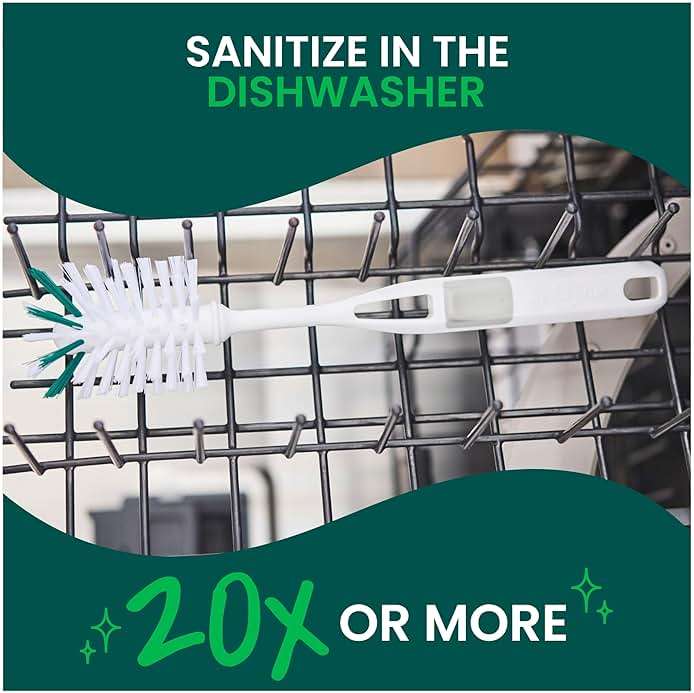 Scotch-Brite Glass and Water Bottle Brush, Long-Lasting, Safe on Glassware, Shaker Bottles, Food Processors, & More, Non-Slip Handle, Durable, Reusable, Clean in Top Rack of Your Dishwasher - Image 6