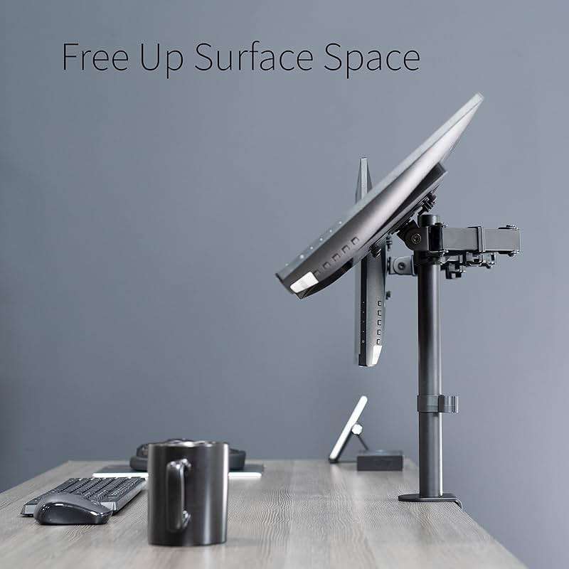 VIVO Dual Monitor Desk Mount, Holds 2 Computer Screens up to 30 inches and 22lbs Each, Heavy Duty Fully Adjustable Steel Stand with C-Clamp and Grommet, Black, STAND-V002 - Image 8