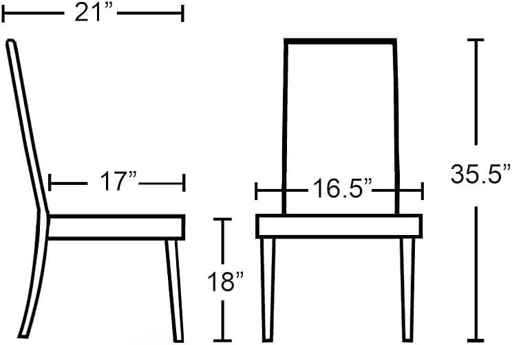 Roundhill Furniture C020BR Urban Style Solid Wood Leatherette Padded Parson Chair, Brown, Set of 2 - Image 2