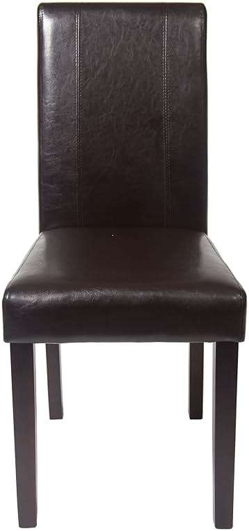 Roundhill Furniture C020BR Urban Style Solid Wood Leatherette Padded Parson Chair, Brown, Set of 2 - Image 4