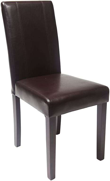 Roundhill Furniture C020BR Urban Style Solid Wood Leatherette Padded Parson Chair, Brown, Set of 2 - Image 5
