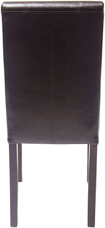 Roundhill Furniture C020BR Urban Style Solid Wood Leatherette Padded Parson Chair, Brown, Set of 2 - Image 7