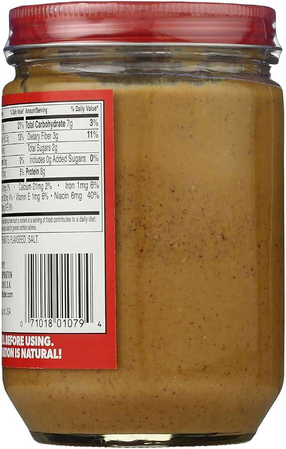 Teddie Smooth All Natural Peanut Butter with Flaxseed, 16 Ounce - Image 2