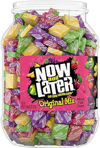 Now and Later Original Mix, Individually Wrapped Mixed Fruit Chew Candy, 60 Ounce Jar - Image 1