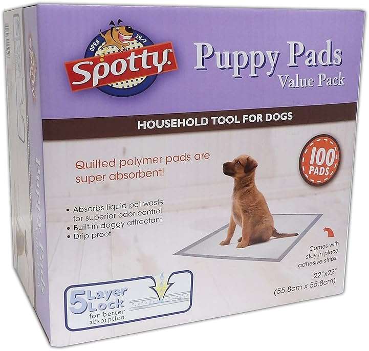 Spotty Super Absorbent Heavy Duty 5 Layer Housebreaking Training Leak Proof Pet Puppy Dog Pee Pads, 100 Count - Image 1