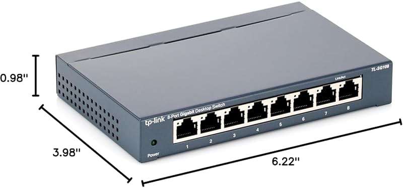 TP-Link 8 Port Gigabit Ethernet Network Switch - Ethernet Splitter | Plug & Play | Fanless | Sturdy Metal w/ Shielded Ports | Traffic Optimization | Unmanaged | Lifetime Protection (TL-SG108) - Image 3