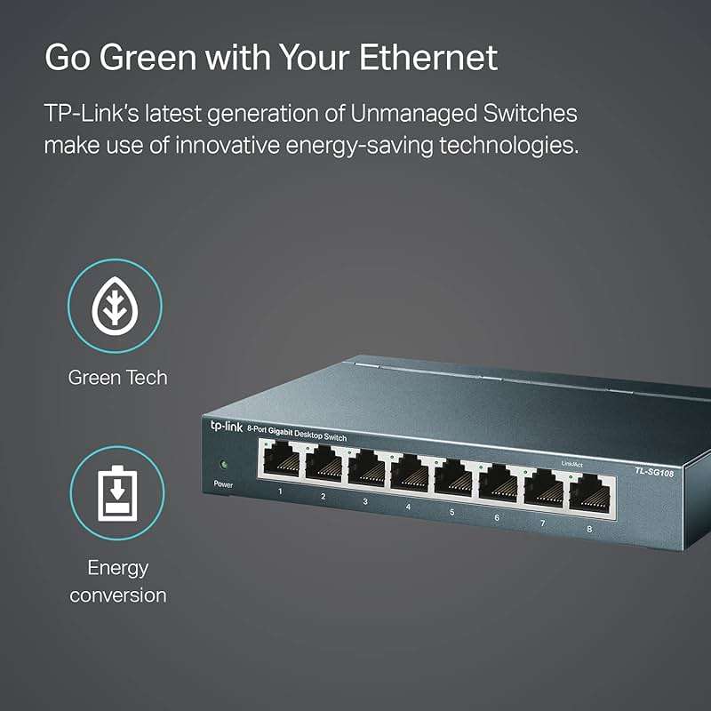 TP-Link 8 Port Gigabit Ethernet Network Switch - Ethernet Splitter | Plug & Play | Fanless | Sturdy Metal w/ Shielded Ports | Traffic Optimization | Unmanaged | Lifetime Protection (TL-SG108) - Image 6