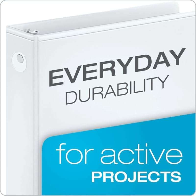 Cardinal 1 Inch 3 Ring Binders, White, 12 Pack, Round Ring Binder, Holds 225 Sheets, PVC Free, Customizable Covers, 2 Pocket View Binders for Office and School Organization - Image 2